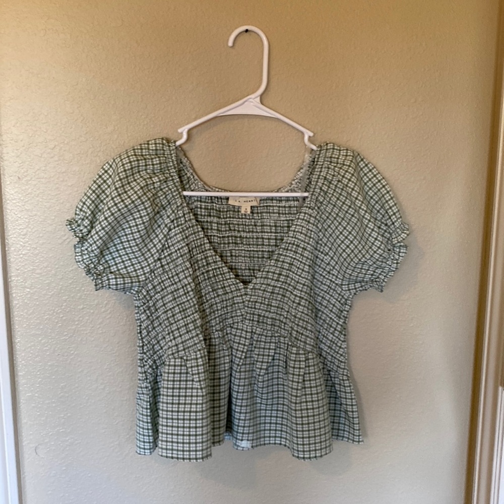 pac-sun green and white blouse